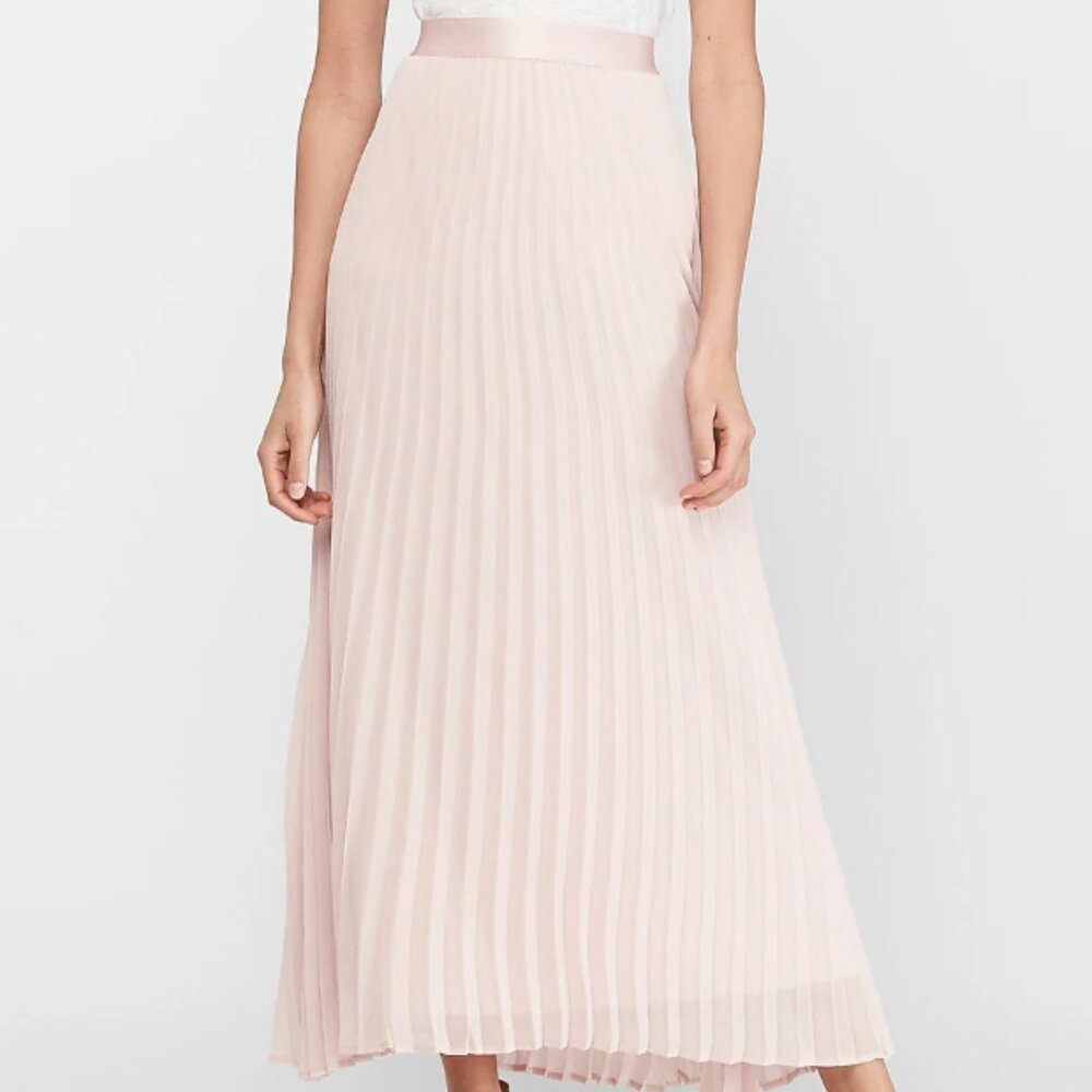 Express Light Pink Pleated Maxi Skirt